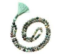 Gemaltic Healing Crystals Jap Mala 108 Beads 8mm Faceted Gemstone Mala Necklace 31 Inch for Meditation, Prayer, Yoga, Reiki Healing Crystal & Christian Rosary Use (Indian Agate)