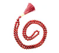Gemaltic Healing Crystals Jap Mala 108 Beads 8mm Faceted Gemstone Mala Necklace 31 Inch for Meditation, Prayer, Yoga, Reiki Healing Crystal & Christian Rosary Use (Red Hakik)