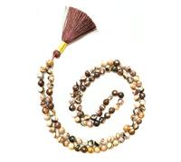 Gemaltic Healing Crystals Jap Mala 108 Beads 8mm Faceted Gemstone Mala Necklace 31 Inch for Meditation, Prayer, Yoga, Reiki Healing Crystal & Christian Rosary Use (African Zebra Jasper)