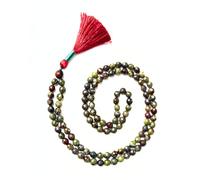 Gemaltic Healing Crystals Jap Mala 108 Beads 8mm Faceted Gemstone Mala Necklace 31 Inch for Meditation, Prayer, Yoga, Reiki Healing Crystal & Christian Rosary Use (Dragon Bloodstone)