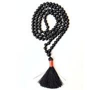 Gemaltic Healing Crystals Natural Gemstone Tasbeeh 6MM - 100 Prayer Beads Misbaha | Islamic Tasbih for Zikr, Meditation, Stress Relief & Spiritual Healing (Black Obsidian)