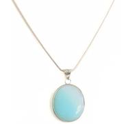 Gemaltic Healing Crystals Oval Gemstone Pendant Necklace with 24 Inch Chain, Natural Crystal Healing Stone Jewelry, Unisex Fashion Pendant for Women Men (Opal)
