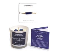 Gemanifest Third Eye Chakra Candle with Lapis Lazuli Bracelet - Enhance Intuition & Wisdom, Ready-to-Gift Set for Spiritual Insight & Meditation | Frankincense Candle for Aura Cleansing