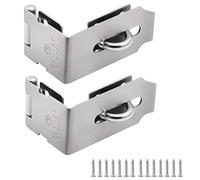 GEMASP Hasp Latch 2 Pack, 90 Degree Solid 304 Stainless Steel File Cabinet Lock Desk Drawer Lock, Safe Security Padlock Latch Hasp Lock for Personal Privacy, Large