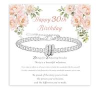 GEMAURA 30th Birthday Gifts for Women,Adjustable Silver Bracelet for Women Unique 30th Birthday Presents Gifts Ideas with Cards for Mom Daughter Sister Friend