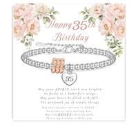 GEMAURA 35th Birthday Gifts for Women,Adjustable Silver Bracelet for Women Sterling Silver Bracelet 35th Birthday Presents Gifts Ideas with Cards for Mum Sister Grandma