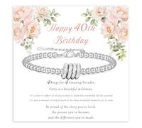 GEMAURA 40th Birthday Gifts for Women,Adjustable Silver Bracelet for Women Unique 40th Best Birthday Presents Ideas with Cards 40 Year Old Gifts for Female Mom Sister Friend