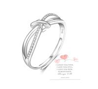 GEMAURA 925 Sterling Silver Ring for Women Adjustable Thumb Rings for Women Eternity Wedding Promise Silver Ring with Cubic Zirconia Jewellery Gift for Teen