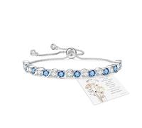 GEMAURA Silver Bracelet for Women,Adjustable Tennis Sterling Sliver Bracelet Infinity Crystal Ladies Bracelets with Diamond Jewellery Birthday Gifts for Women