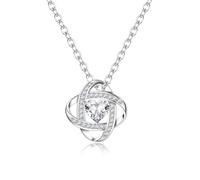 GEMAURA Silver Necklaces for Women,925 Sterling Silver Necklace with Heart Cubic Zirconia Adjustable Dainty Crystal Pendant Necklace Jewellery Birthday Gift(White)