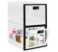 Gemaxvoled Lockable Medicine Box, 12.6L BPA-Free Lockable Storage Box for Child Safety, Clear Organizer for Fridge Food/Snacks/Phone Jail/Home/Office Safety