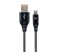 GEMBIRD PREMIUM USB-C 2.0 CABLE (AM/CM) METAL CONNECTORS, NYLON BRAID 2M, BLACK/WHITE