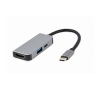Gembird USB Type C Multiport Adapter 3 in 1 USB Port HDMI PD Silver