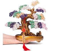 GEMBOURY Natural Chakra Gemstone Crystal Bonsai Tree of Life Large Feng Shui Money Tree for Luck and Wealth Desk Decoration(1,251 Gem Count)
