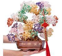 GEMBOURY Natural Large Chakra Crystal Tree14, Included Lucky Coins Chain, Tree of Life(1251 Gemstone Count) with Healing Properties- Bonsai Feng Shui Money Tree for Good Luck and Wealth