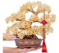 GEMBOURY Natural Large Citrine Tree,14"Feng Shui Money Tree(1251 Gemstone Count)Citrine Crystal Tree for Abundance Prosperity Success Fortune Decoration Tree Bonsai for Home & Office Good Luck Wealth
