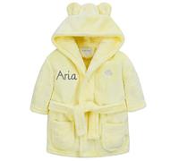 Gembroidery Personalised Baby Bathrobe Hooded Fleece Dressing Gown Super Soft Gifts Bath Robe For Boys Girls Cute Teddy Ears (18-24 Lemon)