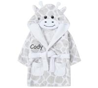 Gembroidery Personalised Baby Bathrobe Hooded Fleece Dressing Gown Super Soft Gifts Robe For Boys Girls Cute Teddy Ears (12-18 Giraffe)