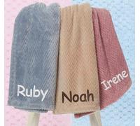 Gembroidery Personalised Baby Blanket Soft Premium Quality Wrap Newborn Waffle Blanket Gift For Baby Boy Girl Baby Shower (Beige Waffle)