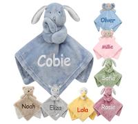 Gembroidery Personalised Baby Comforter Blanket Newborn Christening Shower Gift Boy Girl Keepsake Soft Snuggly Toy Blankie (Dusky Blue Bunny)