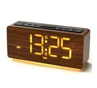 GemCoo Wooden Digital Alarm Clock, Wood Color Silent LED Display
