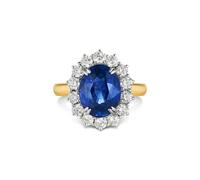 Gemdaia 5.5 Carat Natural Blue Sapphire & Diamond Cluster Ring - UK - J / US - 6