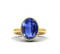 Gemdaia 7.5 Carat Cornflower Blue Sapphire Bezel Ring 'Natural & Untreated - 18K Yellow Gold - UK - L / US - 6