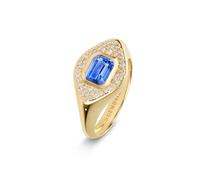 Gemdaia Blue Sapphire & Diamond Signet Ring - UK - L / US - 6