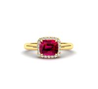 Gemdaia Natural Ruby Ring - East West Halo - UK - J / US - 5