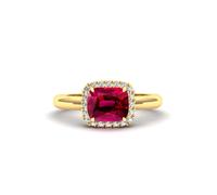 Gemdaia Natural Ruby Ring - East West Halo - UK - N / US - 7