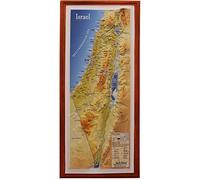 GEMDRUZY 3D Map of Israel (Medium: 14.5" x 6.5", Brown and Blue, Texture Laid Finish)