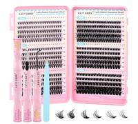 GEMEERY Cluster Lashes Kit with Lash Glue 30+40+50+60+80+100D Eyelashes | DIY Eye Lashes Fluffy Russian Eyelashes Extensions D Curl Durable Eyelash Clusters for Women(8-16mm)