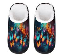 GeMeFv Abstract Art Butterfly Women's Slippers Memory Foam Slipper Soft Cozy Plush Lined House Slipper Indoor Non-Slip Travel Slippers