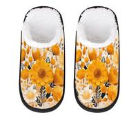 GeMeFv Abstract Ginger Flowers Women's Slippers Memory Foam Slipper Soft Cozy Plush Lined House Slipper Indoor Non-Slip Travel Slippers