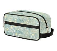 GeMeFv Abstract Leaves Flowers Green Toiletry Bag Hanging Cosmetic Bag Portable Travel Makeup Bag Large Capacity Shaving Bag for Men Women, Abstract Leaves Flowers Green, 10.5×4.4×5.3 in
