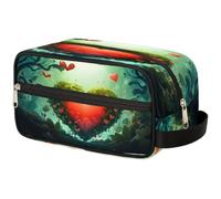 GeMeFv Abstract Love Tree Leaves Toiletry Bag Hanging Cosmetic Bag Portable Travel Makeup Bag Large Capacity Shaving Bag for Men Women, Abstract Love Tree Leaves, 10.5×4.4×5.3 in