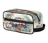 GeMeFv American Flag Bald Eagle Daisies Toiletry Bag Hanging Cosmetic Bag Portable Travel Makeup Bag Large Capacity Shaving Bag for Men Women, American Flag Bald Eagle Daisies, 10.5×4.4×5.3 in