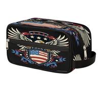 GeMeFv American Flag Eagle Toiletry Bag Hanging Cosmetic Bag Portable Travel Makeup Bag Large Capacity Shaving Bag for Men Women, American Flag Eagle, 10.5×4.4×5.3 in