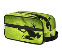 GeMeFv Animal Frog Leaves Green Toiletry Bag Hanging Cosmetic Bag Portable Travel Makeup Bag Large Capacity Shaving Bag for Men Women, Animal Frog Leaves Green, 10.5×4.4×5.3 in