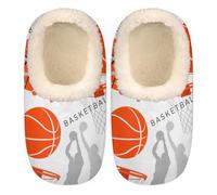 GeMeFv Basketball Player House Slippers for Women/Men, Non-Slip House Slipper Socks, Plush Lined Slippers Shoes for Boys Girls Teens Indoor Bedroom (Sport Ball), Basketball Player, M