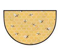 GeMeFv Bee Half Round Door Mat Cute Animal Non-Slip Half Circle Area Rug Doormat Washable Half Moon Rug for Indoor Outdoor Kitchen Bedroom Home Decor