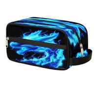 GeMeFv Blue Flame Dragon Cartoon Toiletry Bag Hanging Cosmetic Bag Portable Travel Makeup Bag Large Capacity Shaving Bag for Men Women, Blue Flame Dragon Cartoon, 10.5×4.4×5.3 in