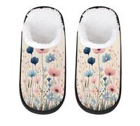 GeMeFv Blue Pink Spring Flowers Women's Slippers Memory Foam Slipper Soft Cozy Plush Lined House Slipper Indoor Non-Slip Travel Slippers