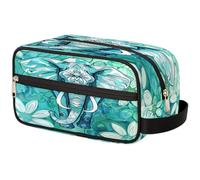 GeMeFv Cartoon Elephant Flower Toiletry Bag Hanging Cosmetic Bag Portable Travel Makeup Bag Large Capacity Shaving Bag for Men Women, Cartoon Elephant Flower, 10.5×4.4×5.3 in