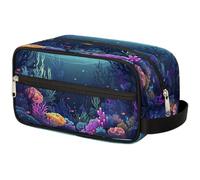 GeMeFv Cartoon Underwater World Toiletry Bag Hanging Cosmetic Bag Portable Travel Makeup Bag Large Capacity Shaving Bag for Men Women, Cartoon Underwater World, 10.5×4.4×5.3 in
