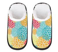 GeMeFv Colorful Dahlias Flowers Women's Slippers Memory Foam Slipper Soft Cozy Plush Lined House Slipper Indoor Non-Slip Travel Slippers