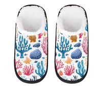 GeMeFv Colorful Marine Life Coral Women's Slippers Memory Foam Slipper Soft Cozy Plush Lined House Slipper Indoor Non-Slip Travel Slippers
