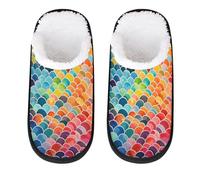 GeMeFv Colorful Ocean Mermaid Women's Slippers Memory Foam Slipper Soft Cozy Plush Lined House Slipper Indoor Non-Slip Travel Slippers