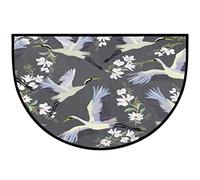 GeMeFv Crane Cherry Blossom Half Round Door Mat, 36"x24" Indoor Doormats Front Door Mat, Japanese Style Non-Slip Washable Kitchen Rug Absorbent Half Round Entrance Mat Half Circle Area Rug Home Decor