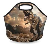 GeMeFv Cute Animal Dinosaur Landscape Neoprene Lunch Bag, Small Insulated Lunch Box Tote Container Snack Bags Travel Picnic Bags for Women Men